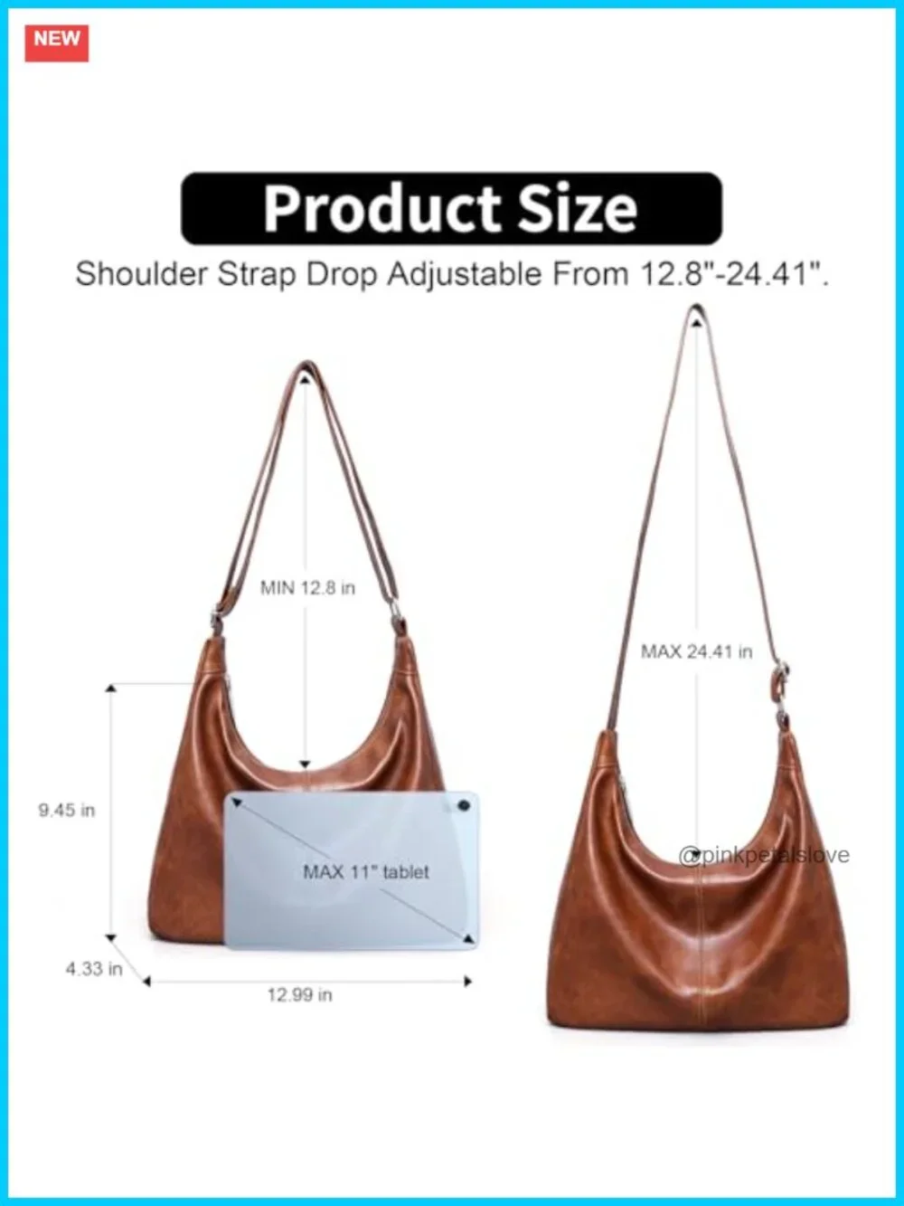 Vegan Leather Slouchy Hobo Tote Shoulder Crossbody Bag